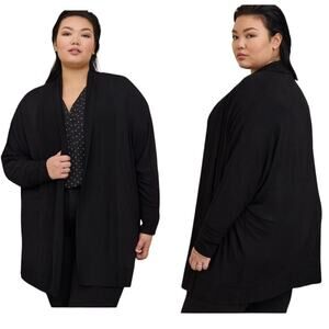Torrid Super Soft Knits Dolman Sleeve Open Front Cardigan in Black - Size 1